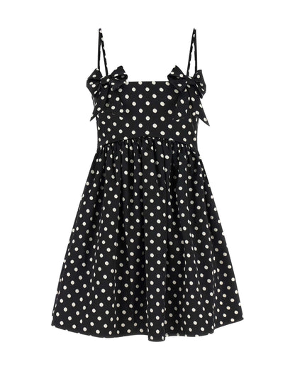Mini Dress Polka-Dot Satin Black