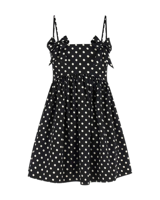 Mini Dress Polka-Dot Satin Black