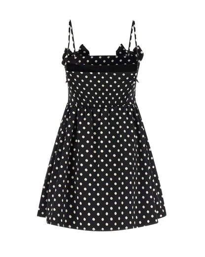 Mini Dress Polka-Dot Satin Black
