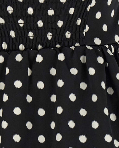 Mini Dress Polka-Dot Satin Black