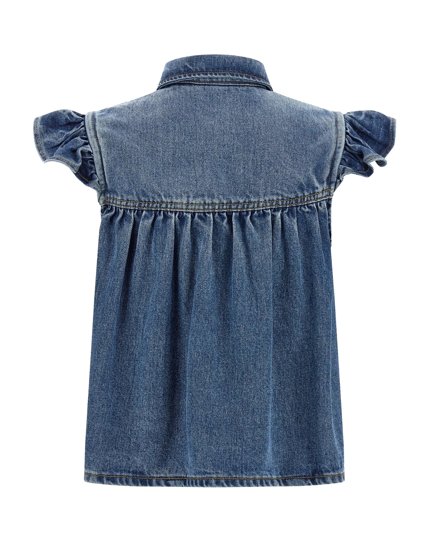 Top Denim Ruffle Tint Wash