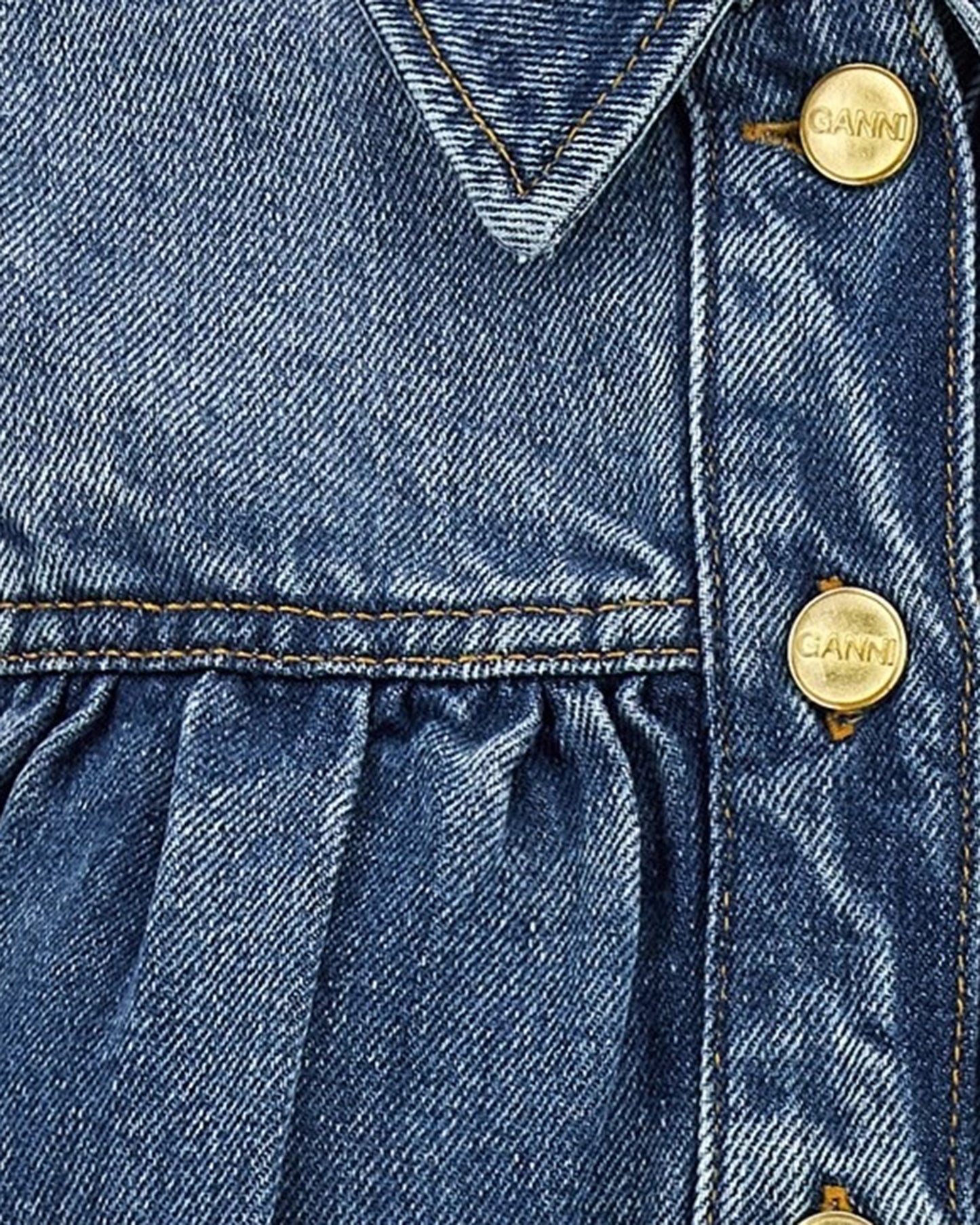 Top Denim Ruffle Tint Wash