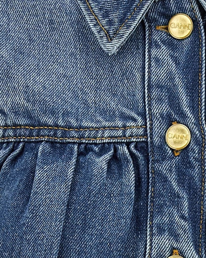 Top Denim Ruffle Tint Wash