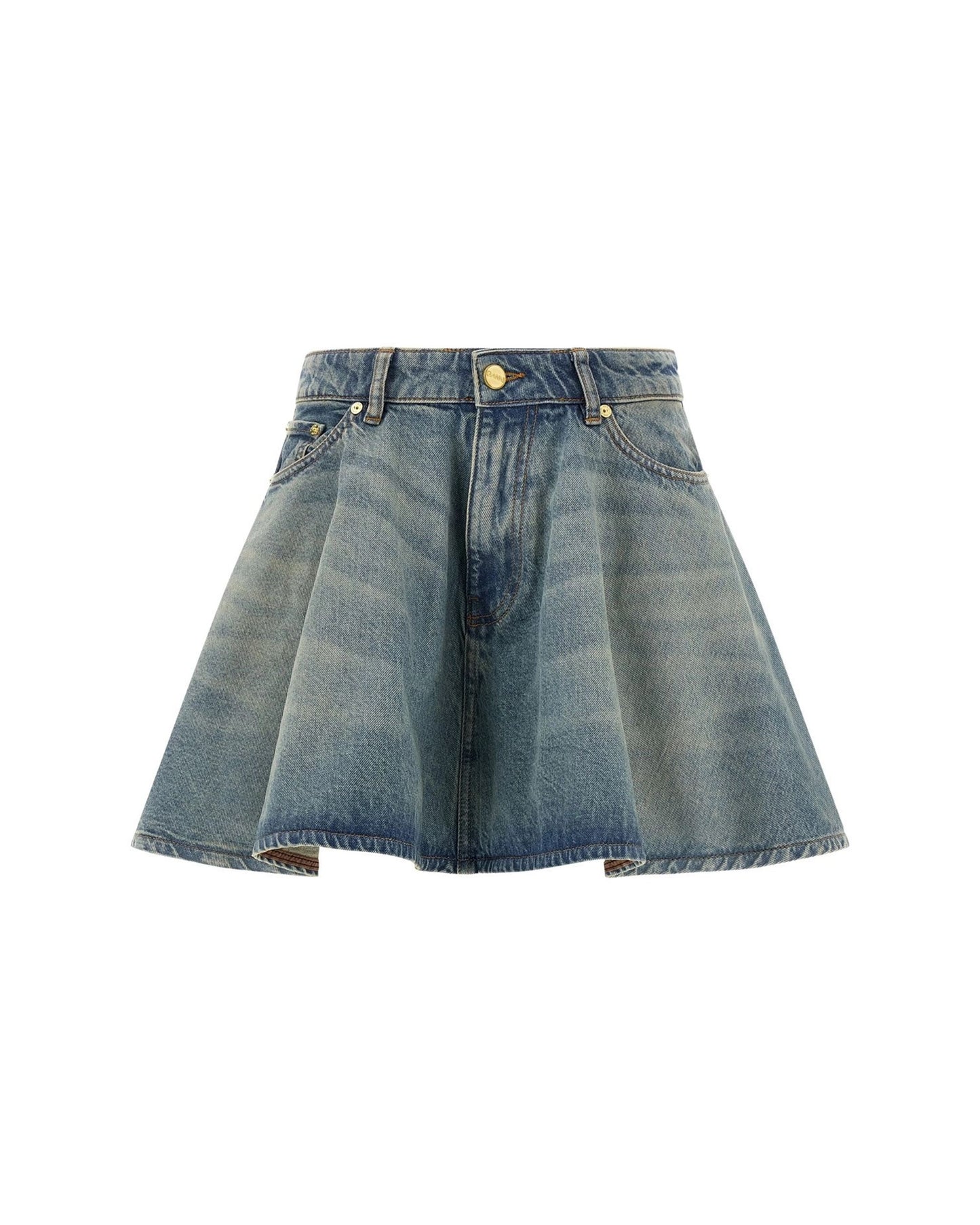 Ganni Denim Skirt Mid Blue