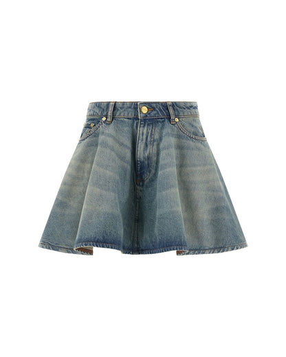 Ganni Denim Skirt Mid Blue