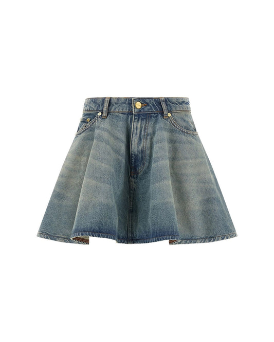 Ganni Denim Skirt Mid Blue