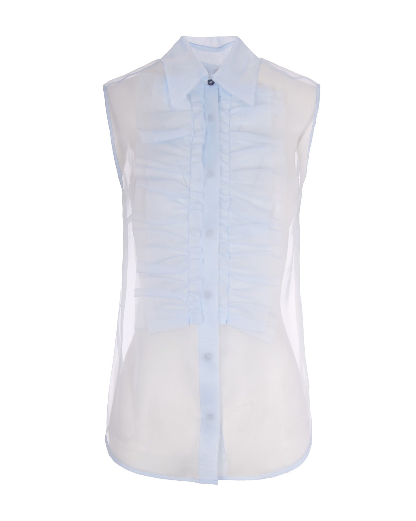Sheer Ruched Shirt Sky Blue