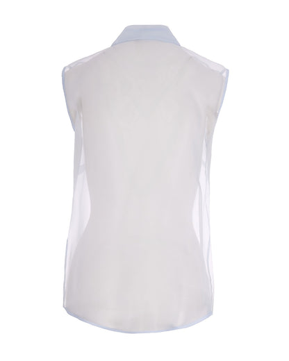 Sheer Ruched Shirt Sky Blue