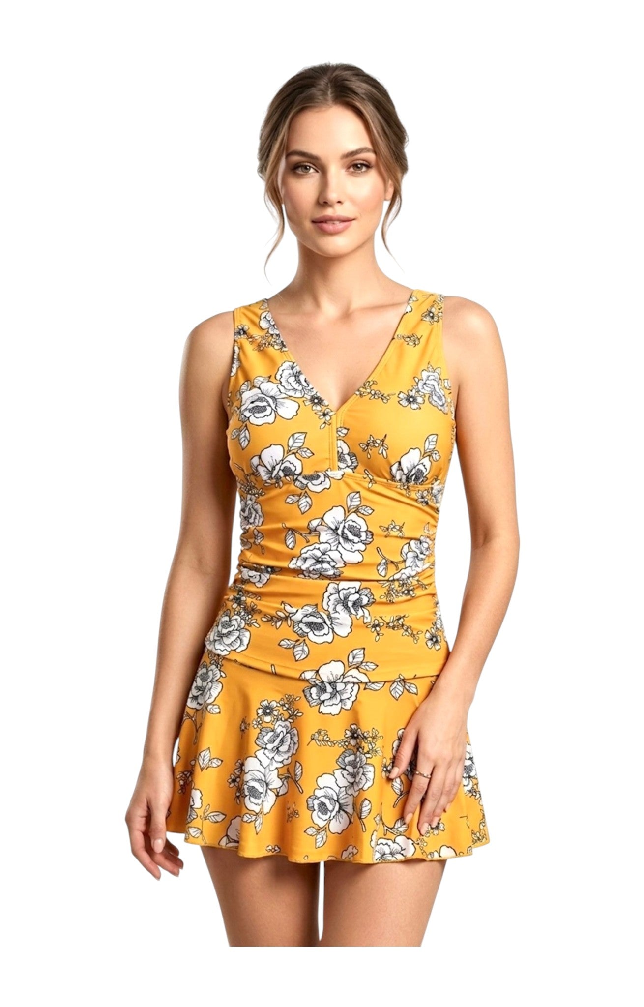 Marina West PF837 Skirted Swimdress (Rose Mustard)