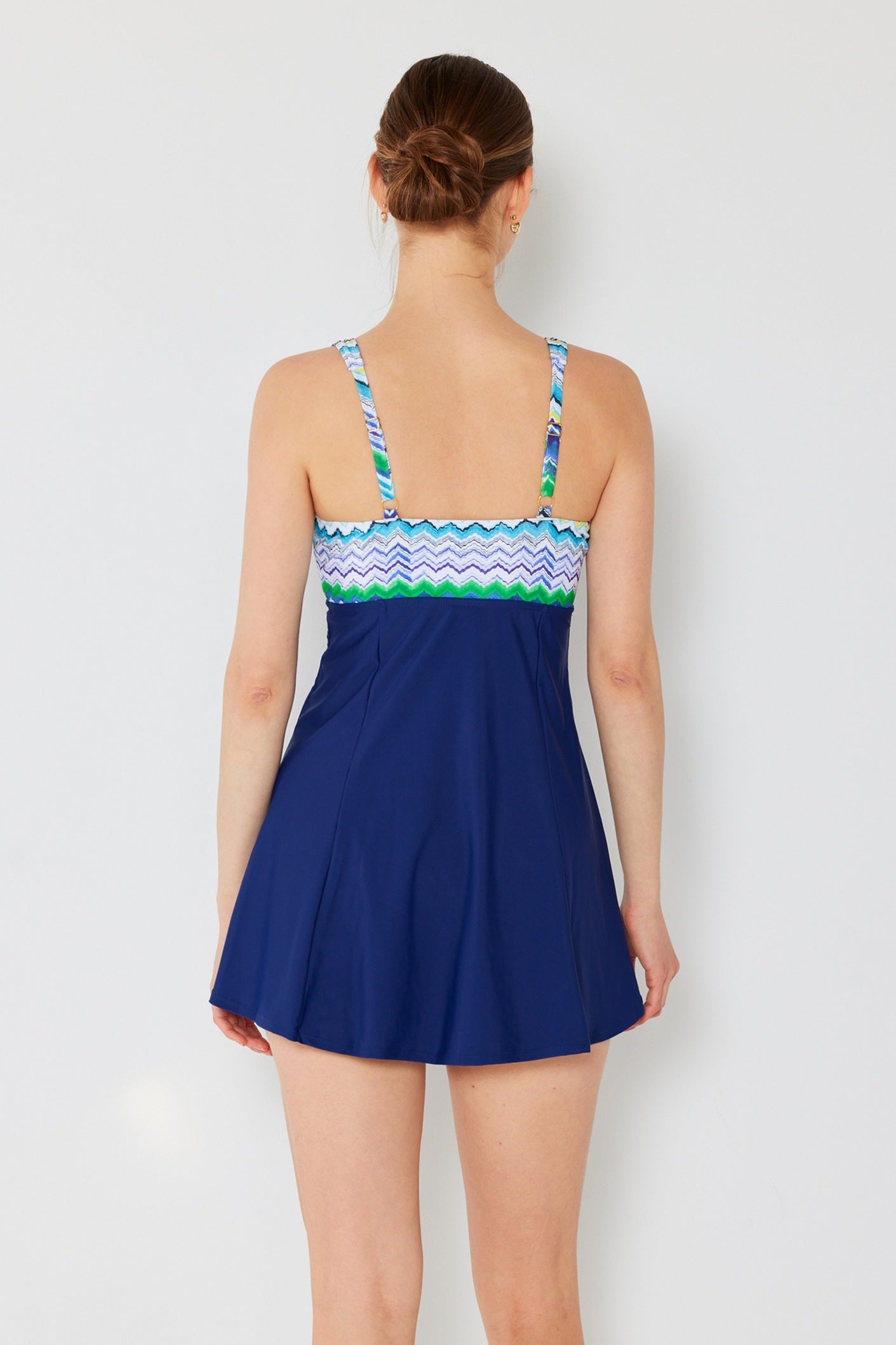 Marina West PF838 Skirted Maillot Swimsuit (Zigzag Blue)