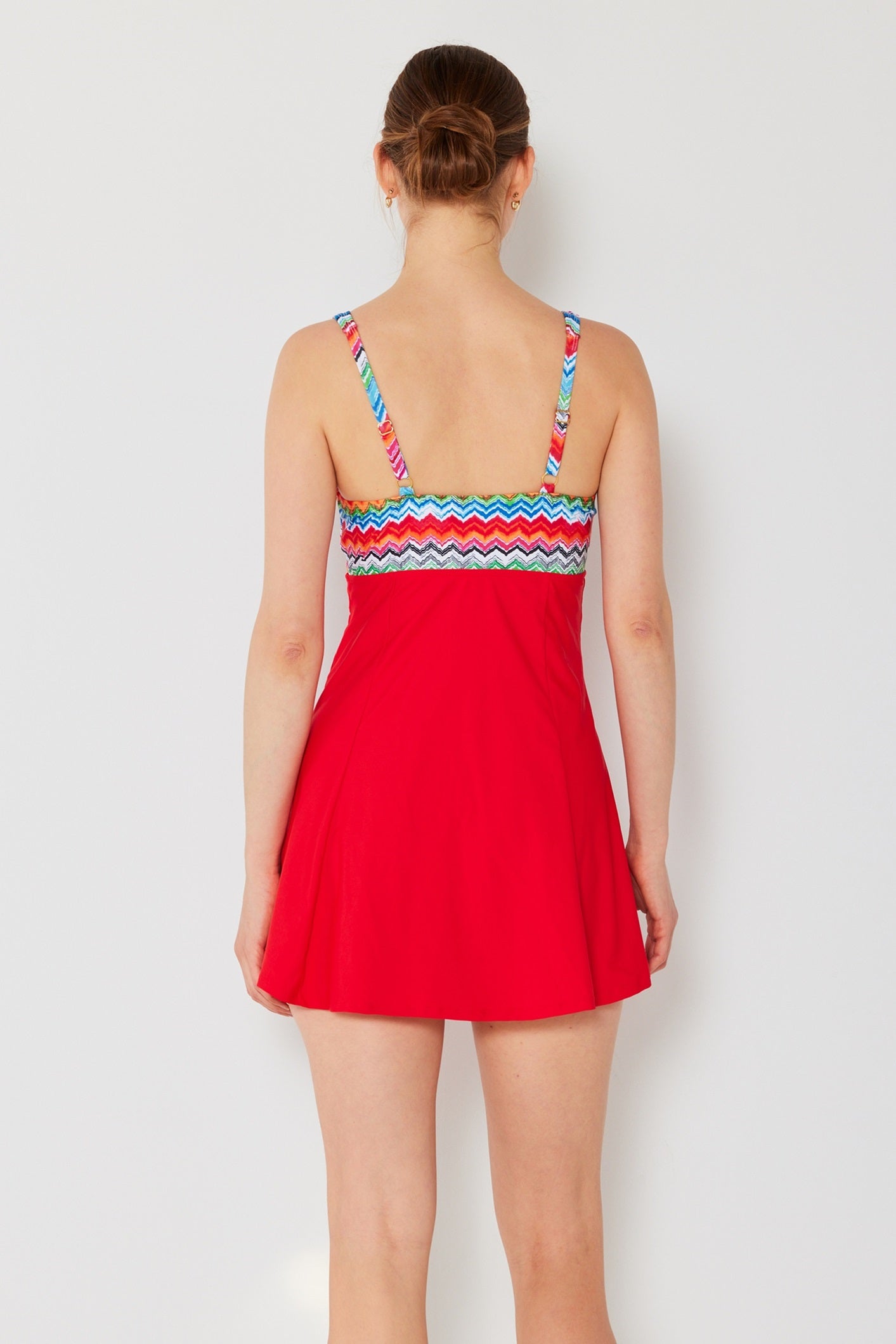 Marina West PF838 Skirted Maillot Swimsuit (Zigzag Red)