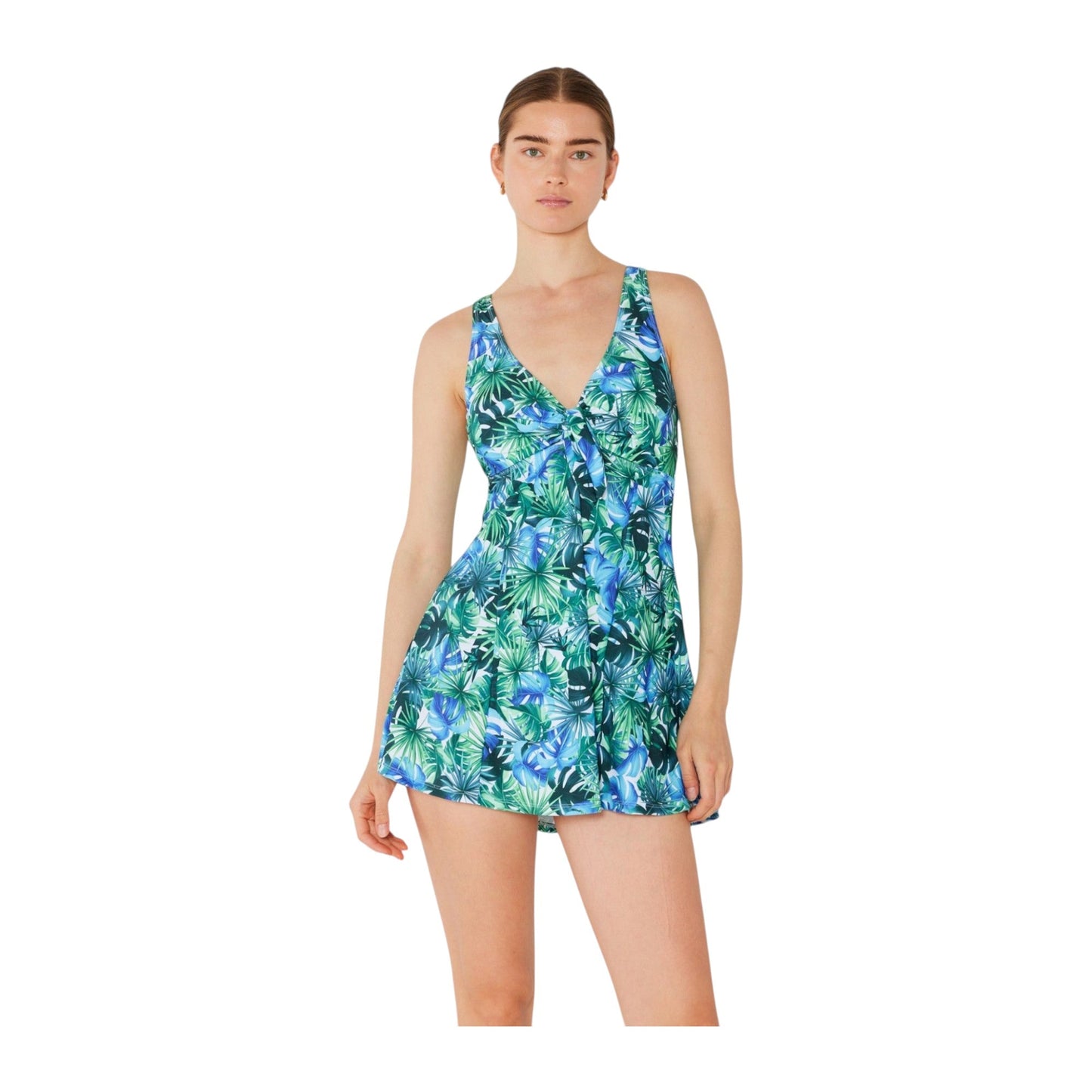 Marina West PF838 Skirted Maillot Swimsuit (Jungle Leaves)