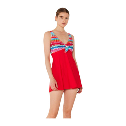 Marina West PF838 Skirted Maillot Swimsuit (Zigzag Red)