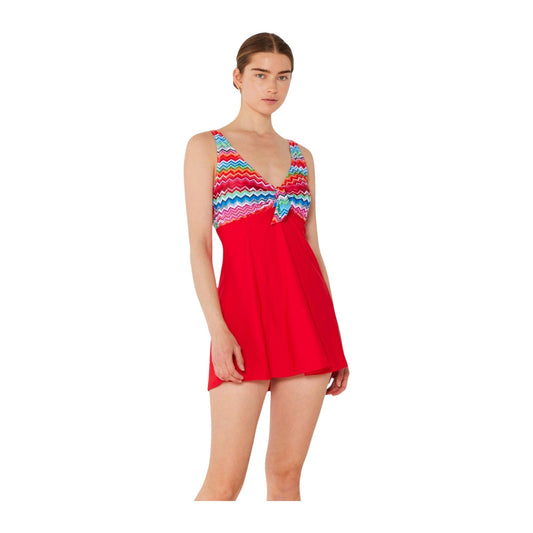 Marina West PF838 Skirted Maillot Swimsuit (Zigzag Red)