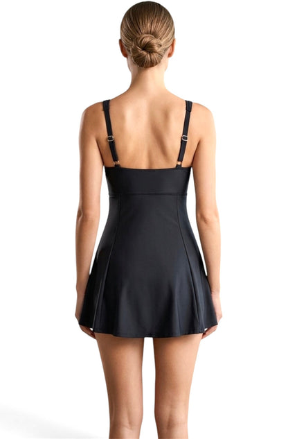 Marina West PF838 Skirted Maillot Swimsuit (Black)