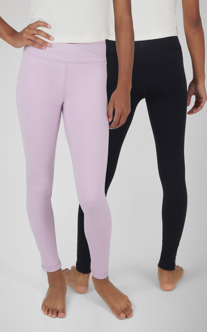 Girls 2 Pack  Polarlux Madison Basic Crossover Waist Legging and Polarlux Everday Ankle Legging