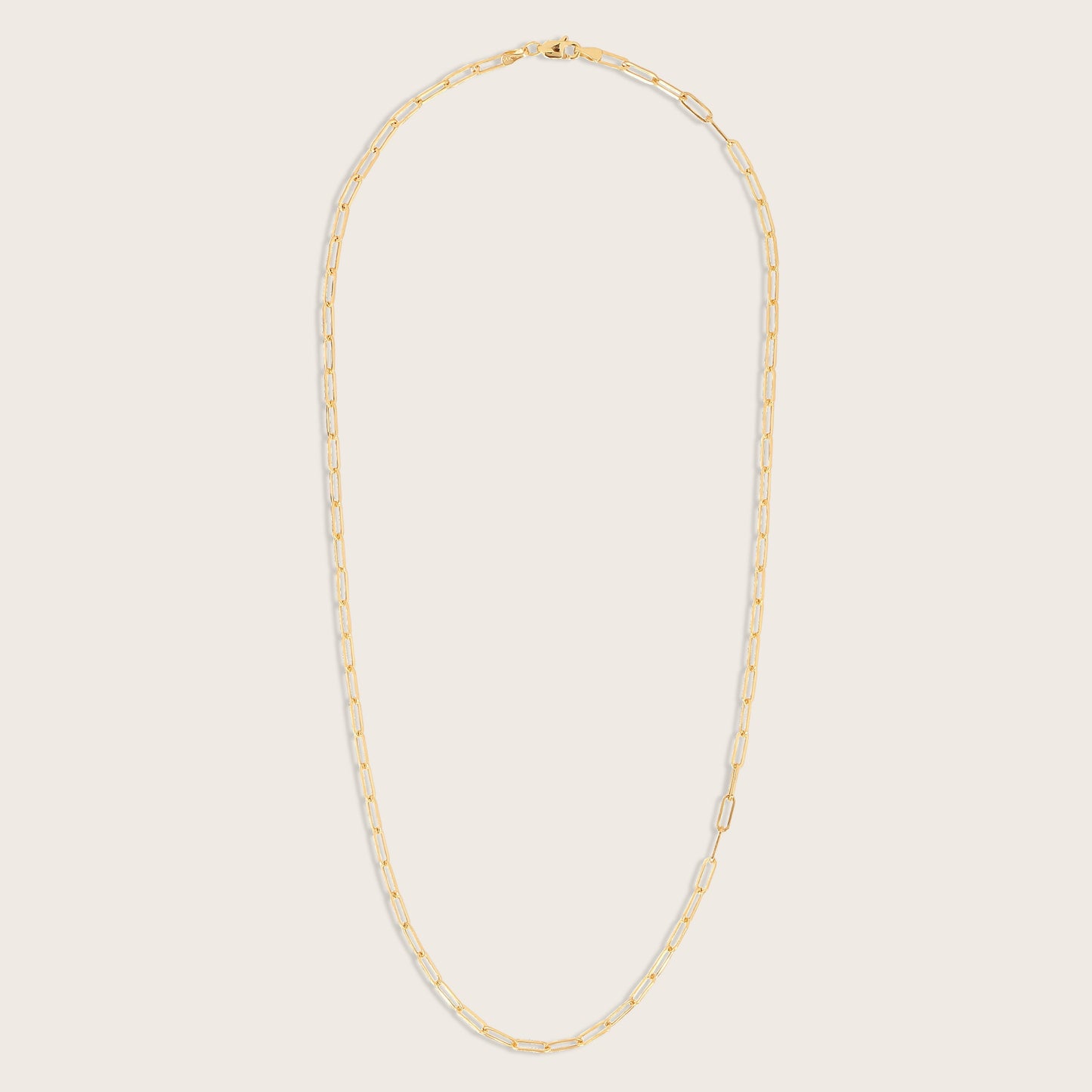 14k Yellow Gold Paperclip Chain Link Necklace