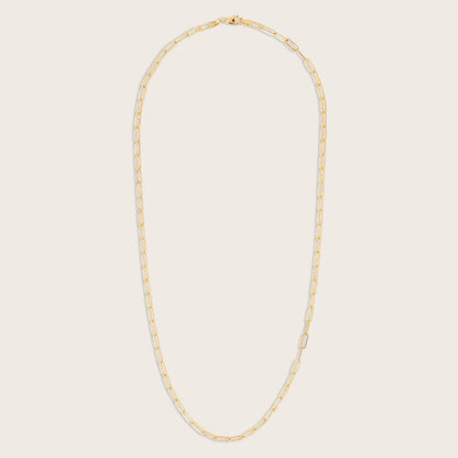 14k Yellow Gold Paperclip Chain Link Necklace