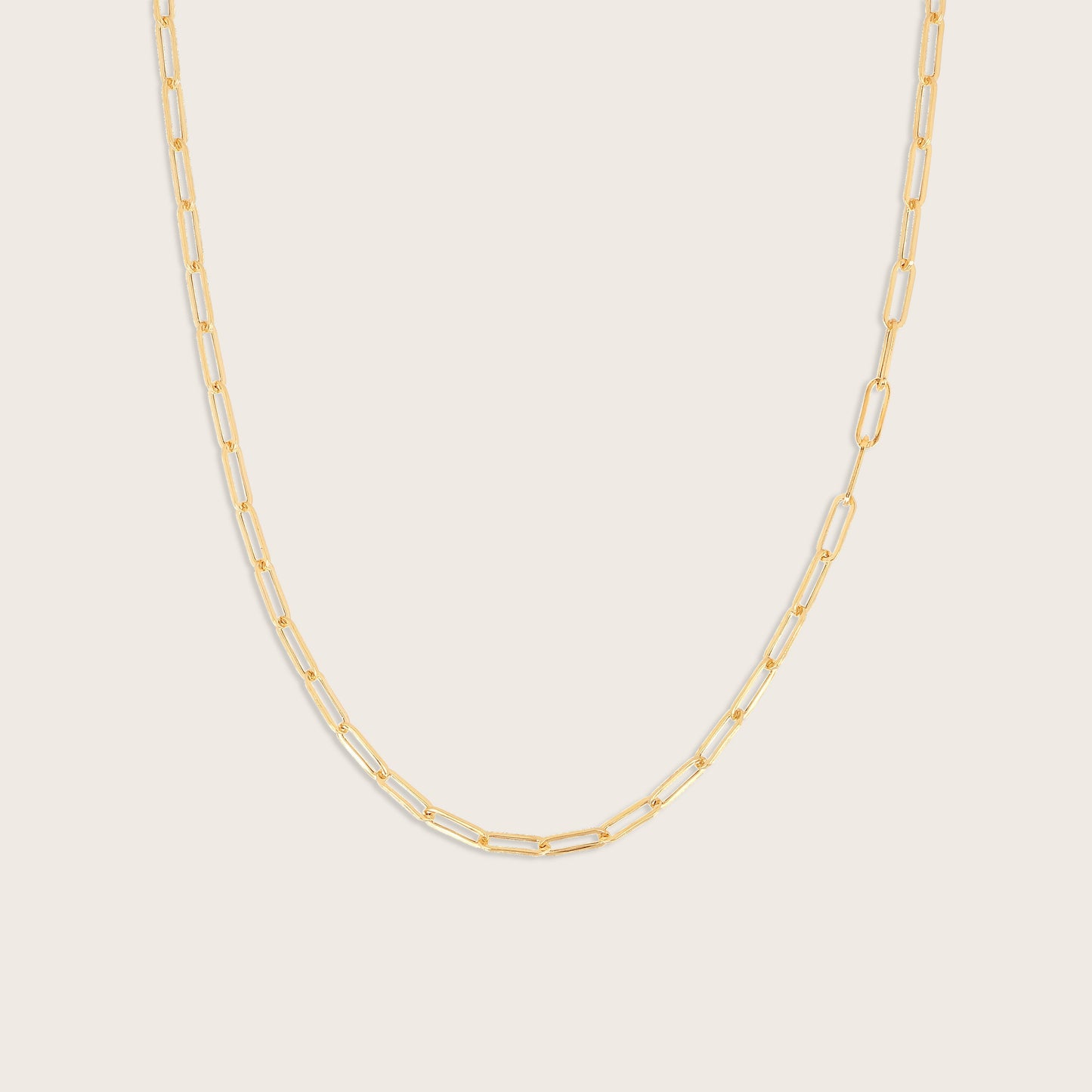 14k Yellow Gold Paperclip Chain Link Necklace