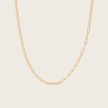 14k Yellow Gold Paperclip Chain Link Necklace