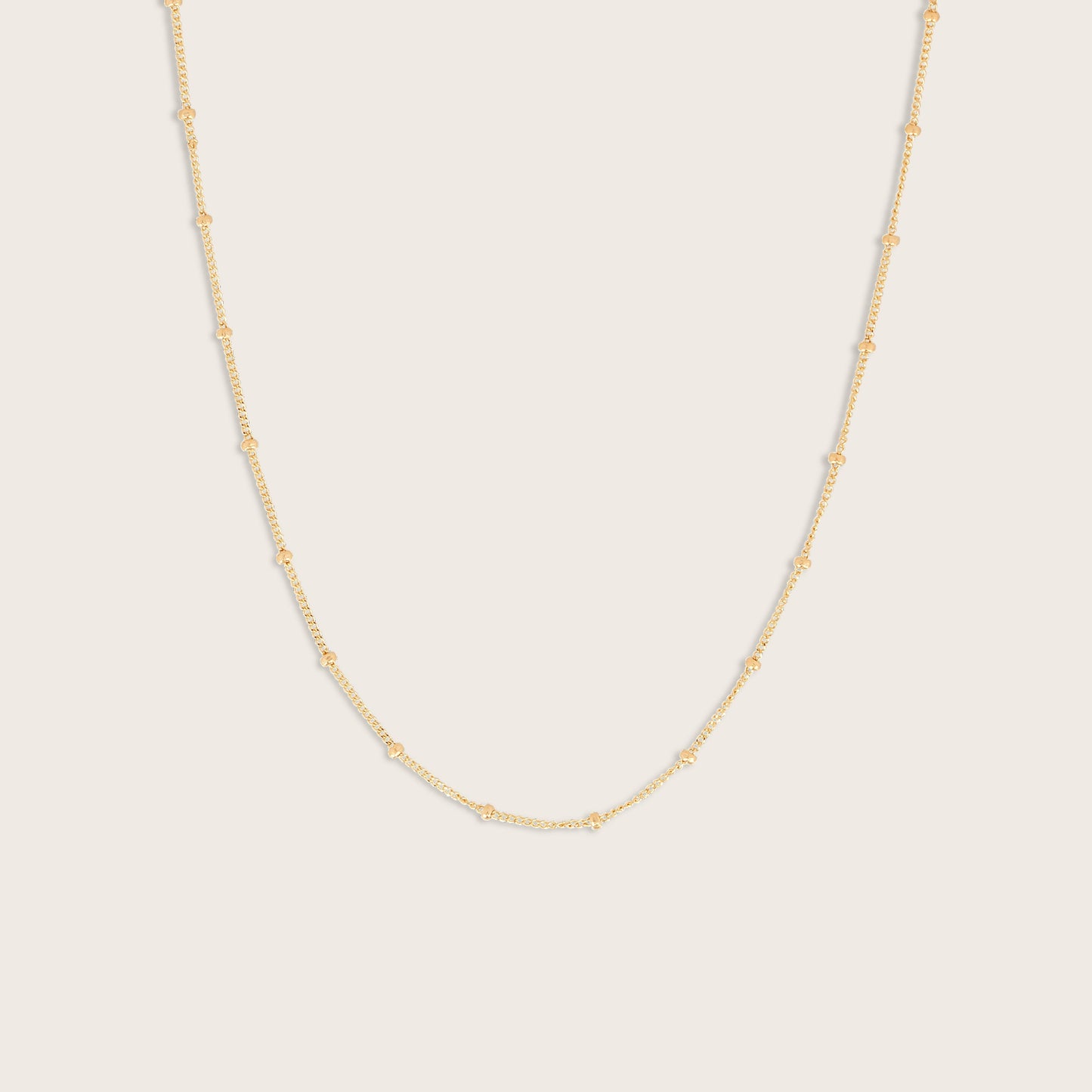 14k Yellow Gold Station Bead Chain Necklace