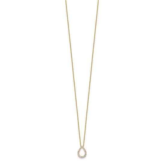 14K Gold Lab Diamond Open Teardrop Pendant Necklace