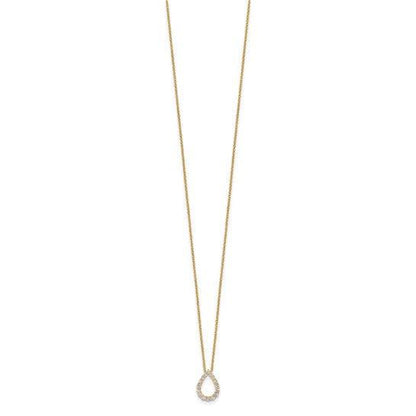 14K Gold Lab Diamond Open Teardrop Pendant Necklace