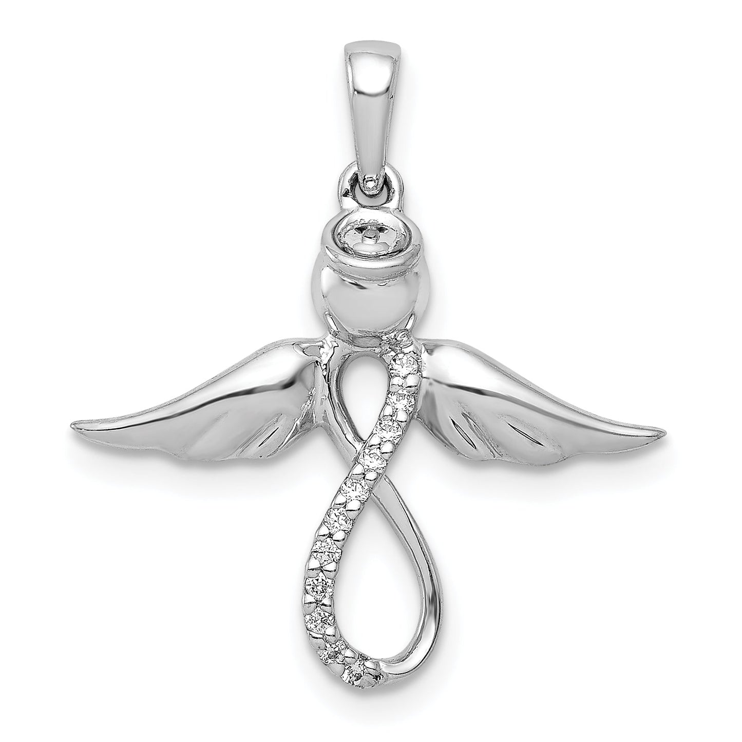 14k White Gold Diamond Infinity Angel Wing Pendant