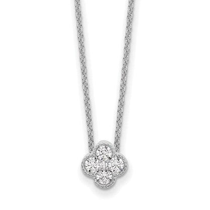 14K White Gold Four Leaf Clover Charm Pendant