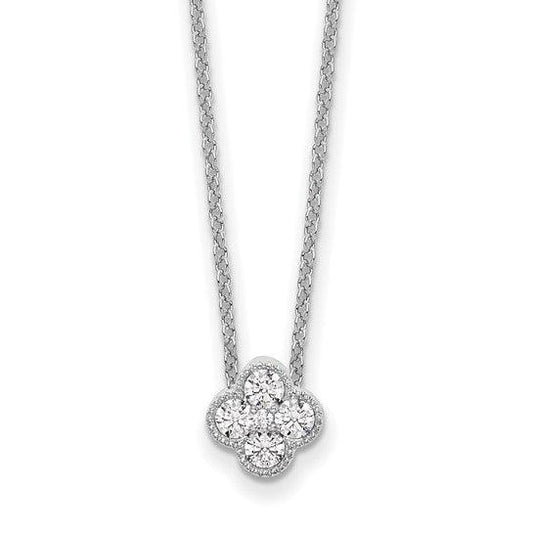 14K White Gold Four Leaf Clover Charm Pendant