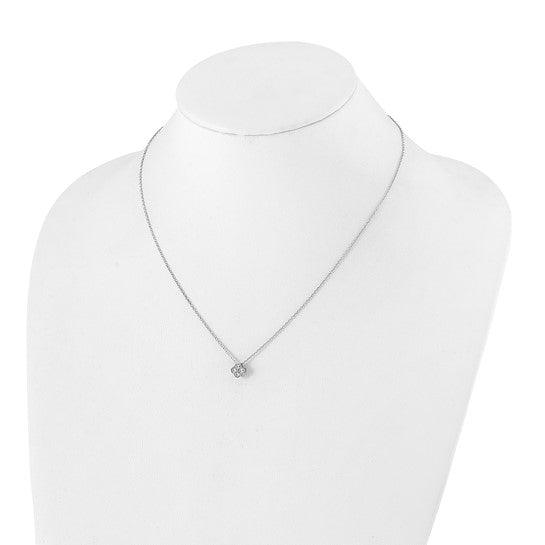 14K White Gold Four Leaf Clover Charm Pendant