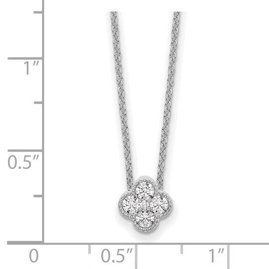 14K White Gold Four Leaf Clover Charm Pendant