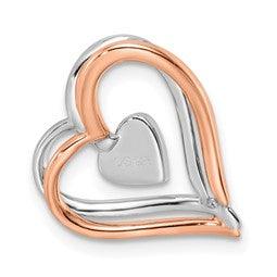 14K Two Tone Gold Interlocking Hearts Pendant