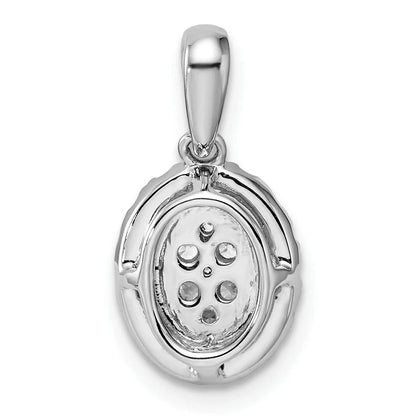14K White Gold Lab Diamond Oval Cluster Pendant