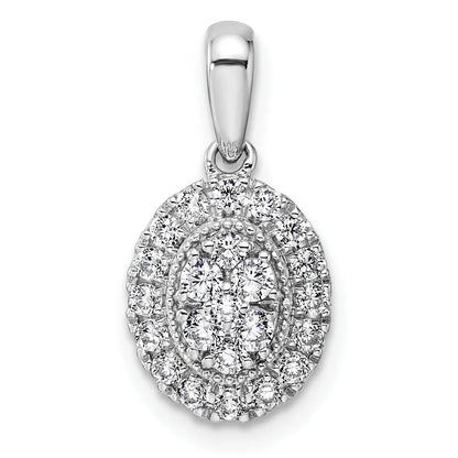 14K White Gold Lab Diamond Oval Cluster Pendant