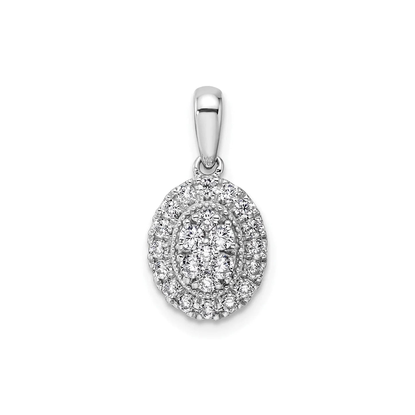 14K White Gold Lab Diamond Oval Cluster Pendant