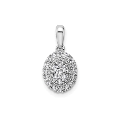 14K White Gold Lab Diamond Oval Cluster Pendant