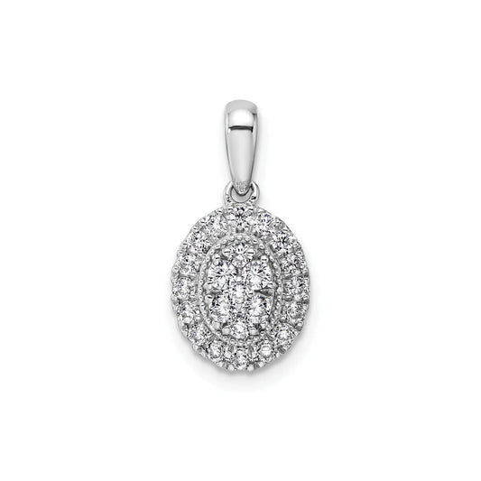 14K White Gold Lab Diamond Oval Cluster Pendant