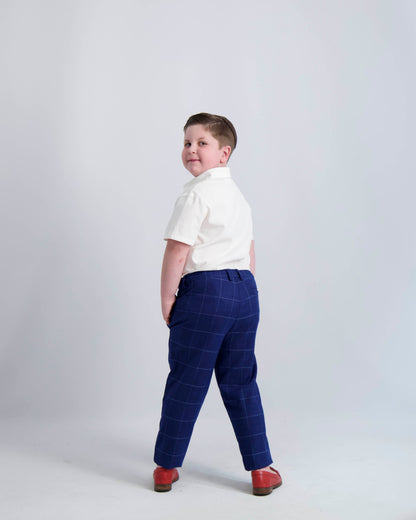 Blue Windowpane Dress Pants