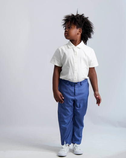 Short Sleeve Dress Shirt with Houndstooth Contrast