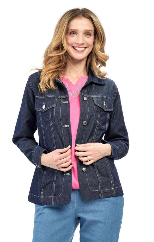 Women's Button Front Classic Denim Jacket with front pocket
