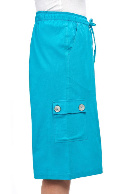 Women's 100% Calcutta Cotton Split Skirt Culottes with Cargo Pockets