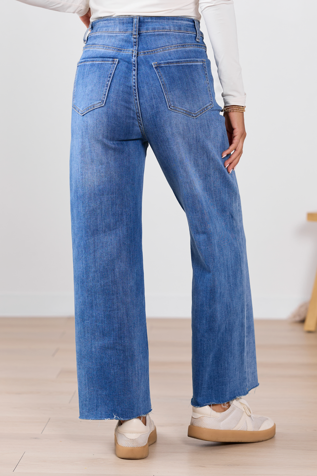 My Favorite Stretchy Medium Wash Wide Leg Jeans