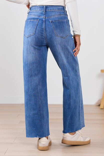 My Favorite Stretchy Medium Wash Wide Leg Jeans