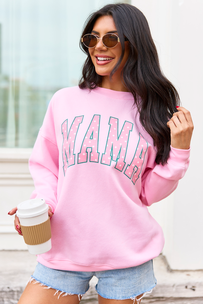 Mama Block Polka Dot Light Pink Graphic Sweatshirt