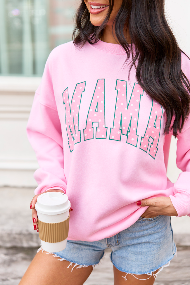Mama Block Polka Dot Light Pink Graphic Sweatshirt