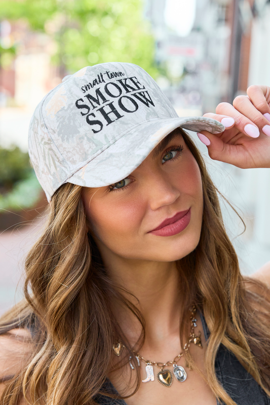 Small Town Smoke Show Camo Trucker Hat