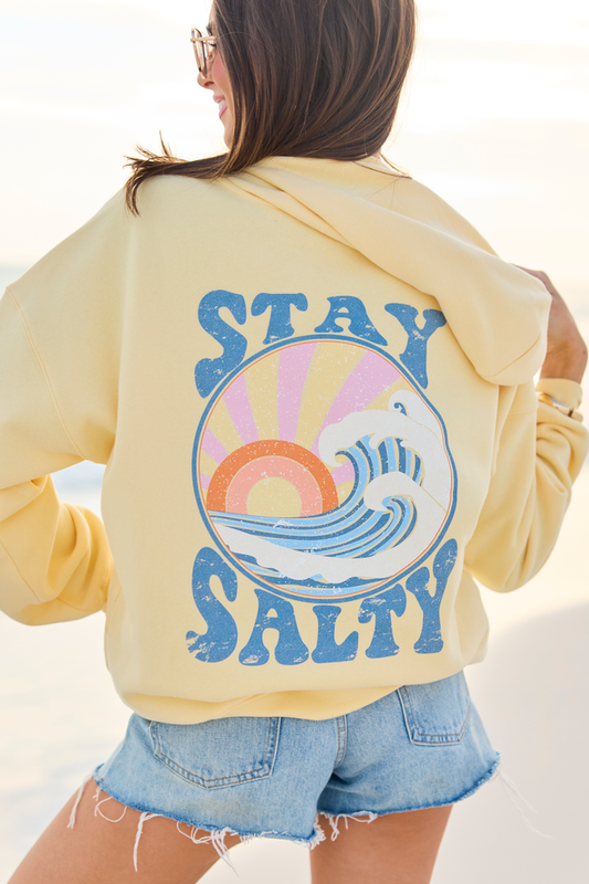 Stay Salty Yellow Graphic Hoodie