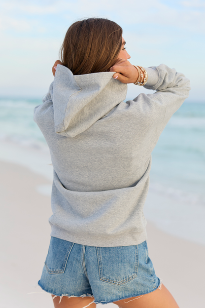 USA Lace Print Light Grey Graphic Hoodie