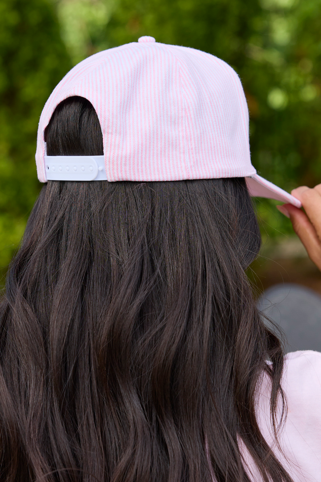 Pink Striped Mama Trucker Hat